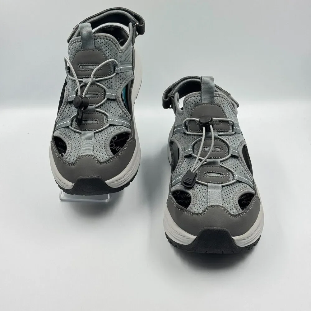OrthoComfoot Mens 9 Gray Orthopedic Hiking Sandals Closed Toe Cushion Comfort